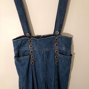 pilcro bibbed denim jumpsuit